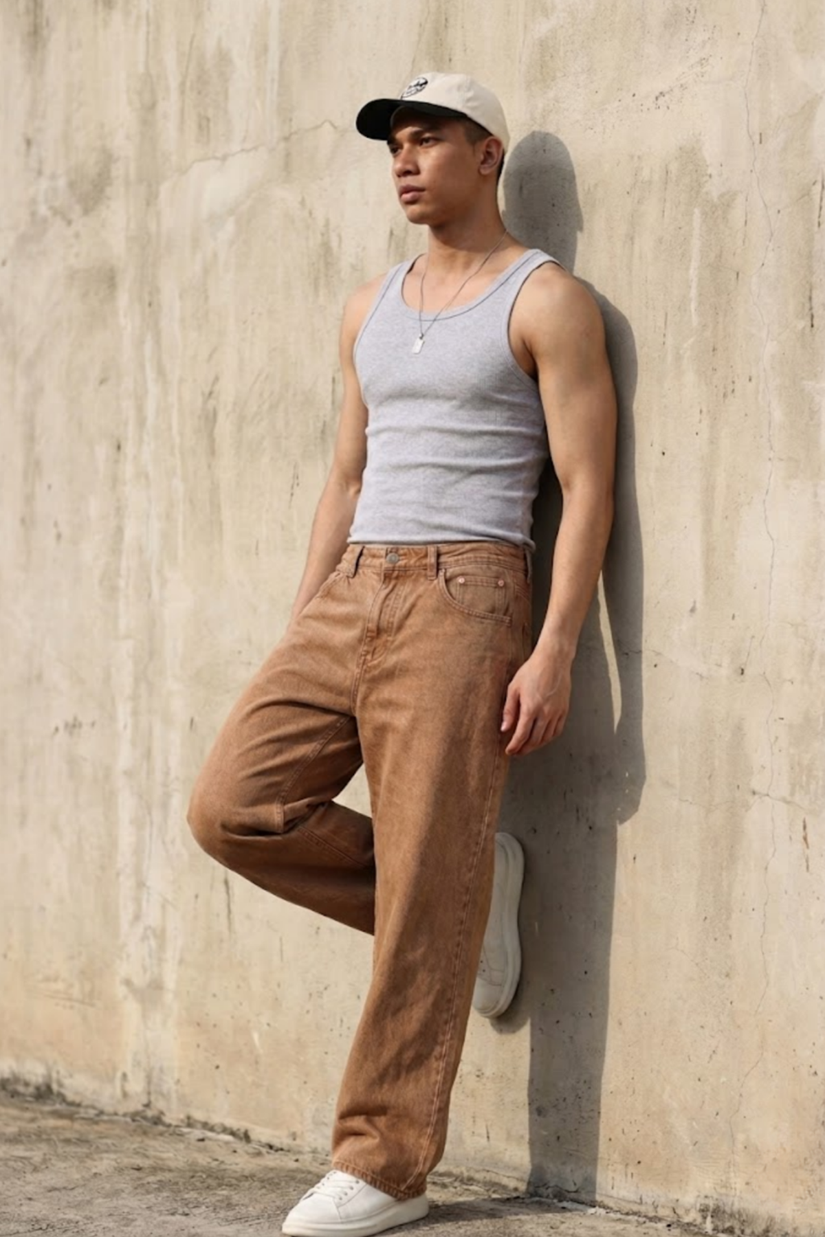 Erkek Relaxed Fit  5 Cepli Kiremit Kot Pantolon