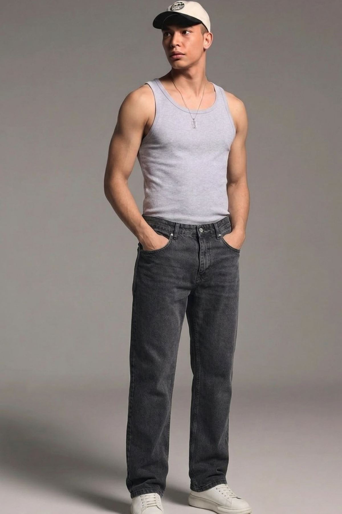 Erkek Relaxed Fit  5 Cepli Füme Kot Pantolon