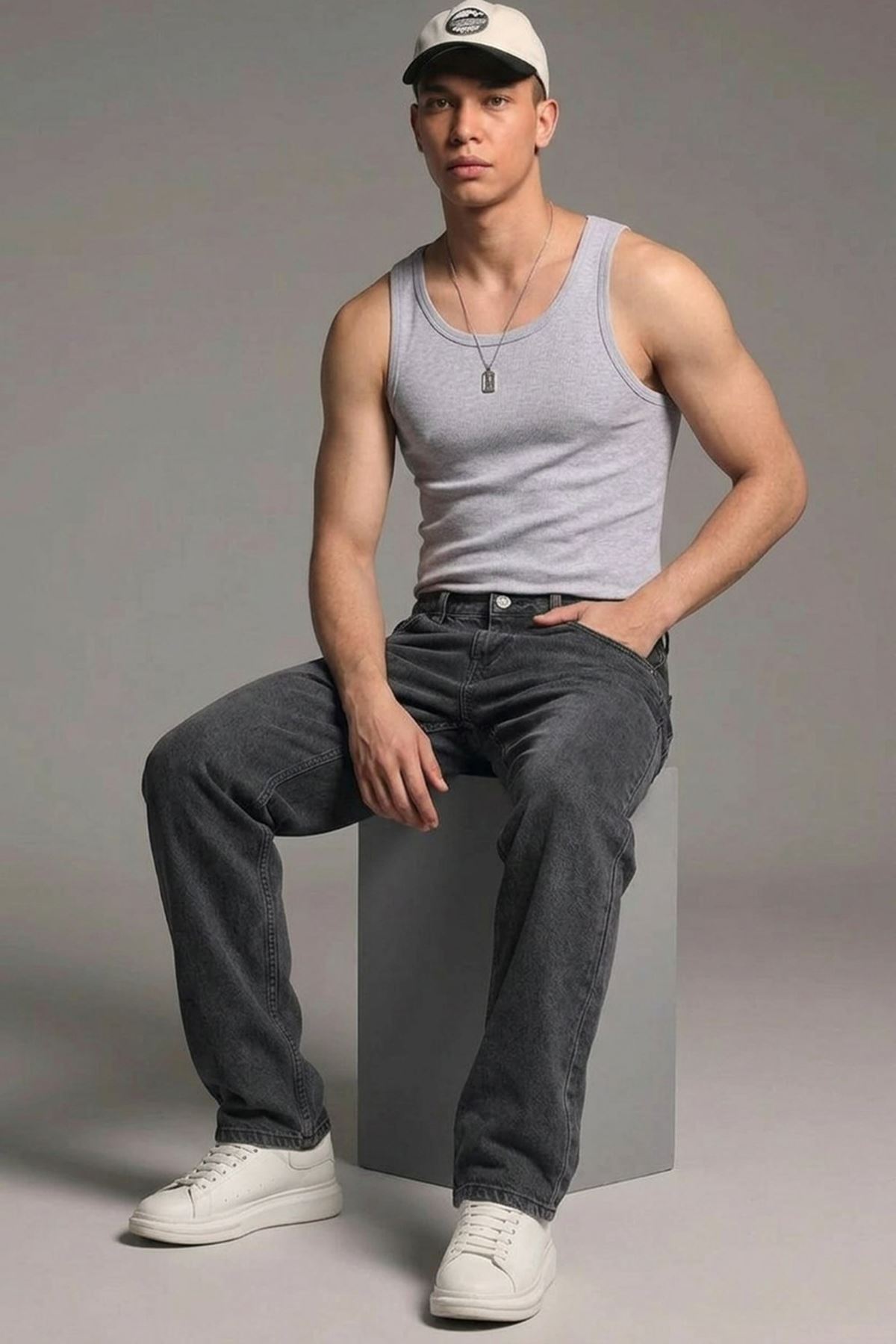 Erkek Relaxed Fit  5 Cepli Füme Kot Pantolon