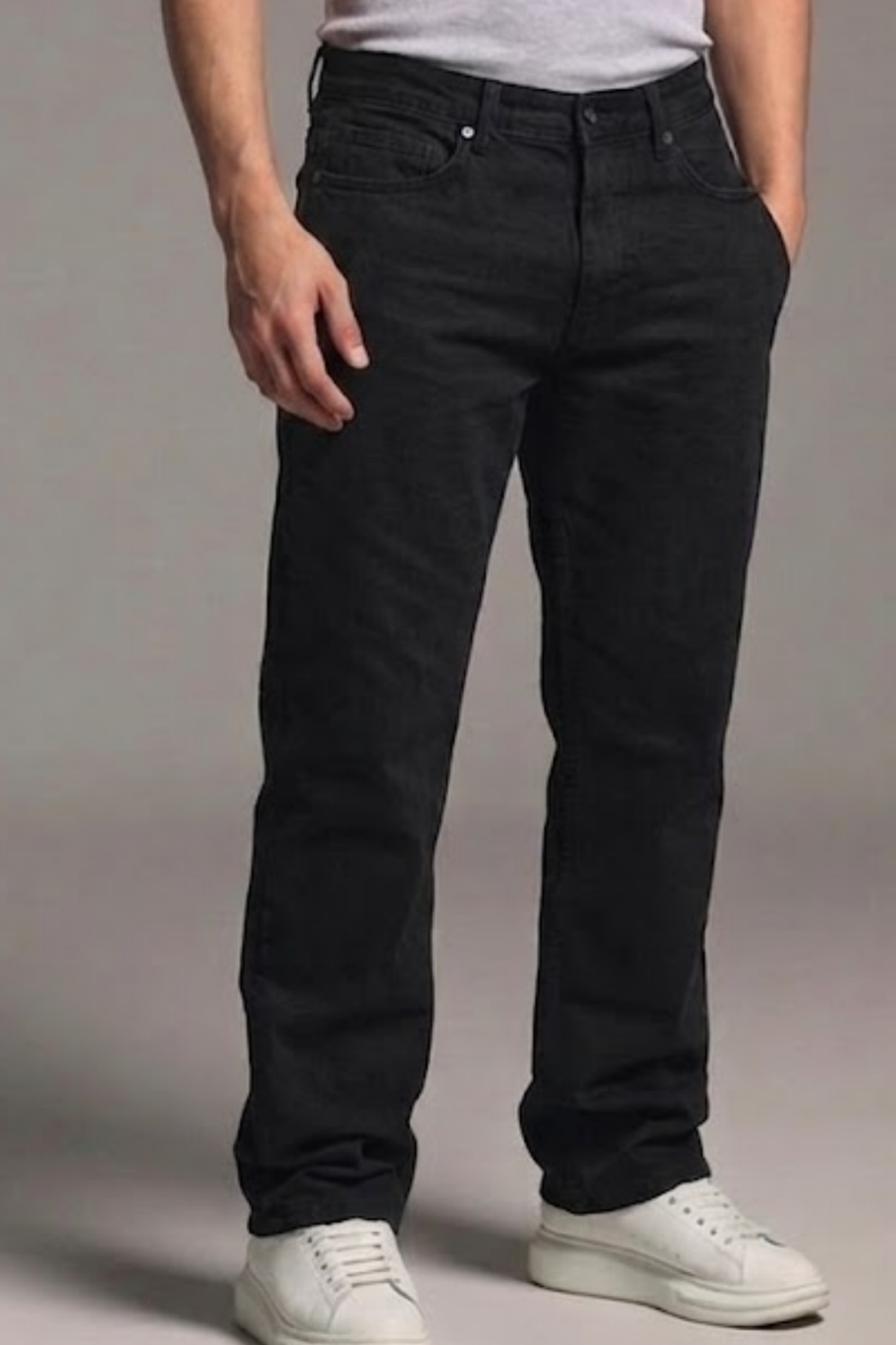 Erkek Relaxed Fit  5 Cepli Siyah Kot Pantolon