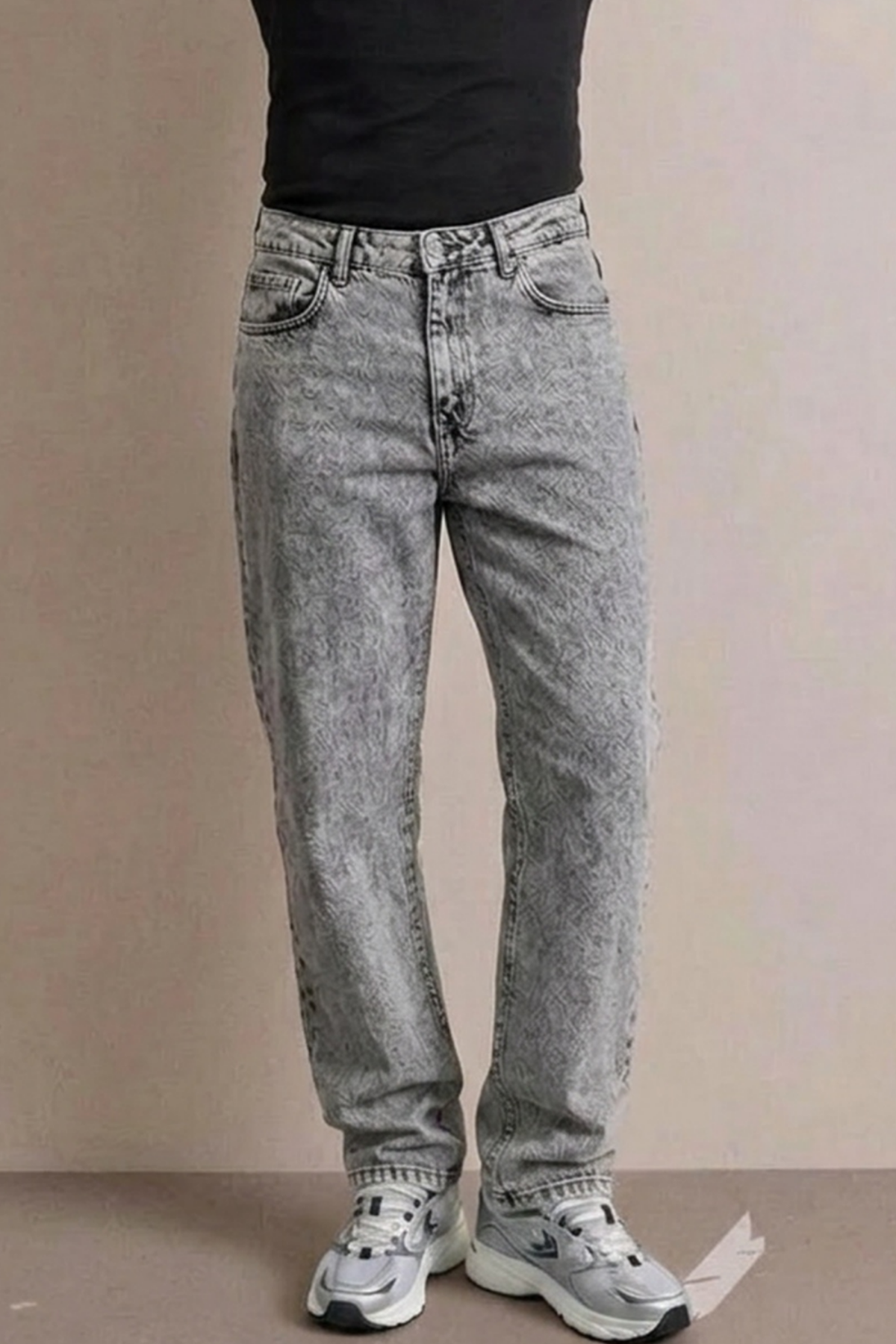 Erkek Yüksek Bel Comfort Açık Gri Kot Pantolon