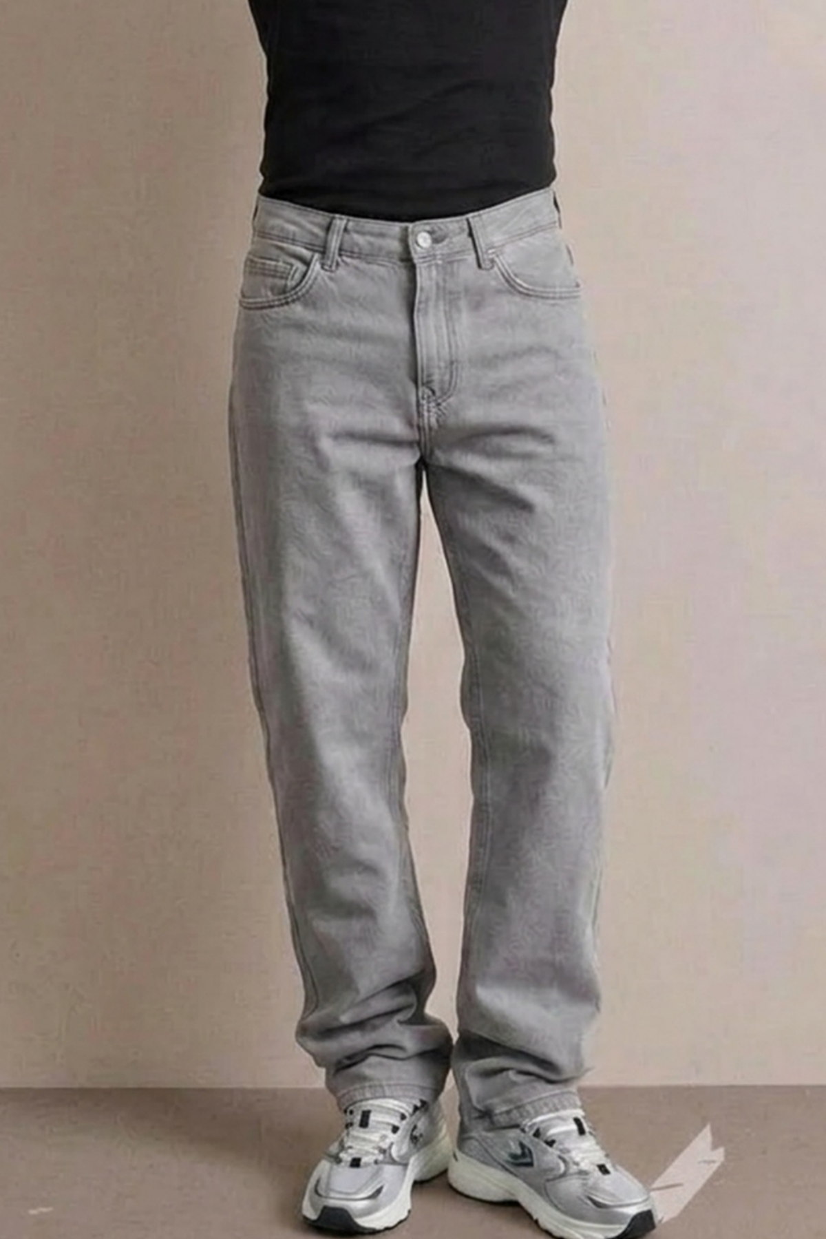 Erkek Yüksek Bel Comfort Gri Kot Pantolon