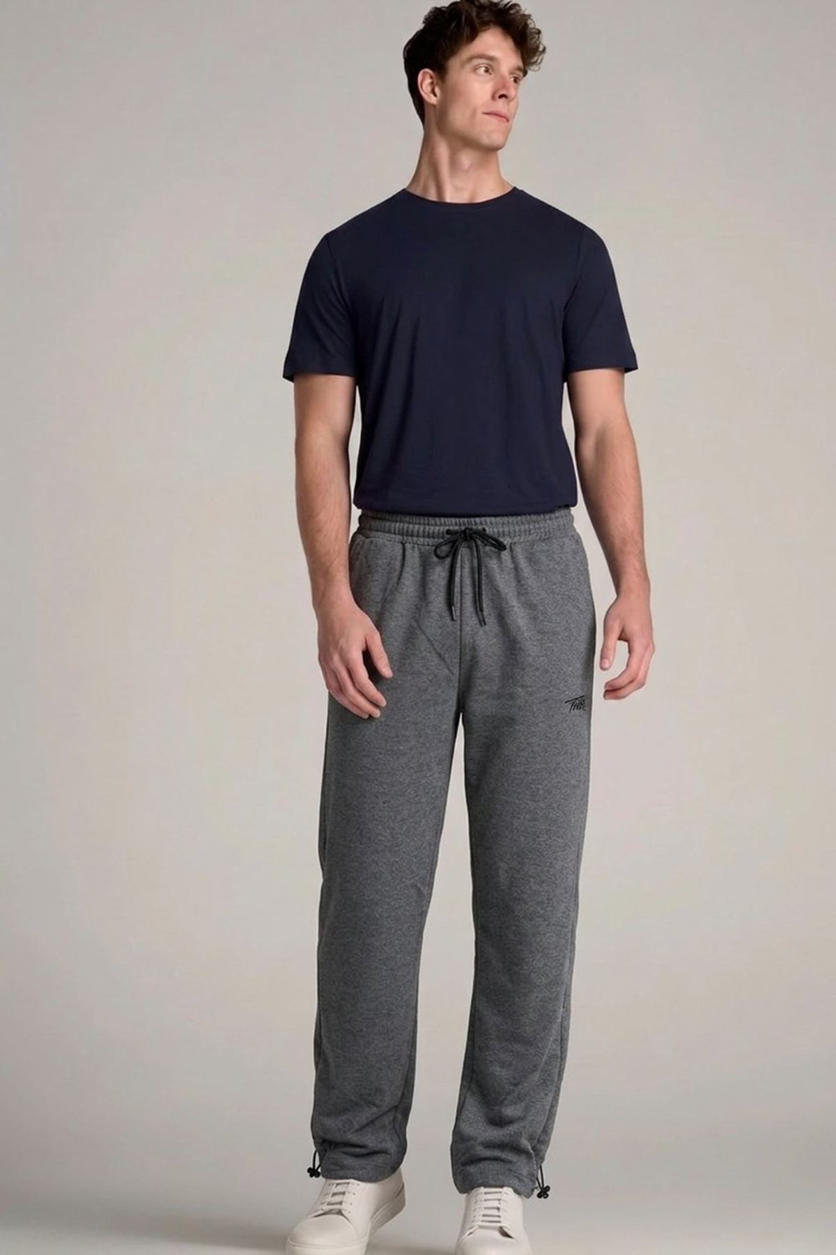 Erkek Trend Baskılı Beli Lastikli Füme Baggy Eşofman Altı