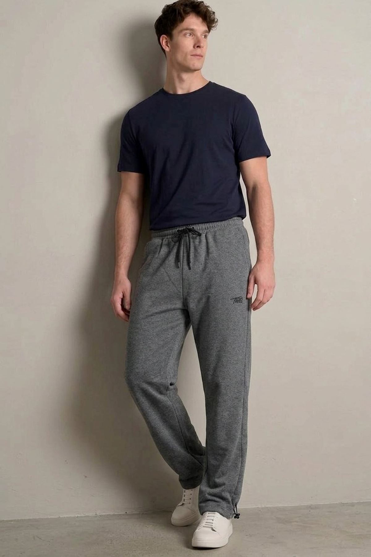 Erkek Trend Baskılı Beli Lastikli Füme Baggy Eşofman Altı