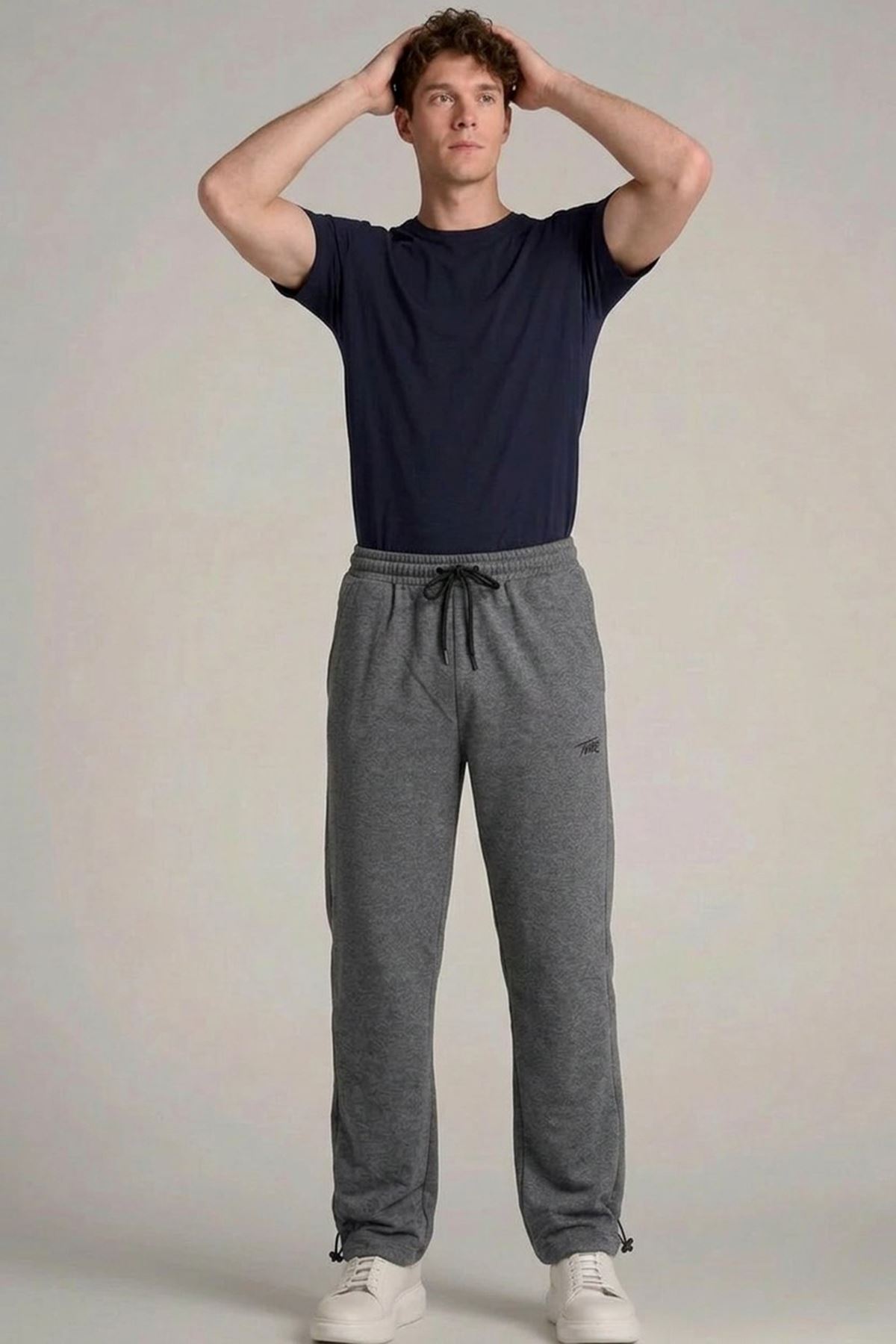 Erkek Trend Baskılı Beli Lastikli Füme Baggy Eşofman Altı