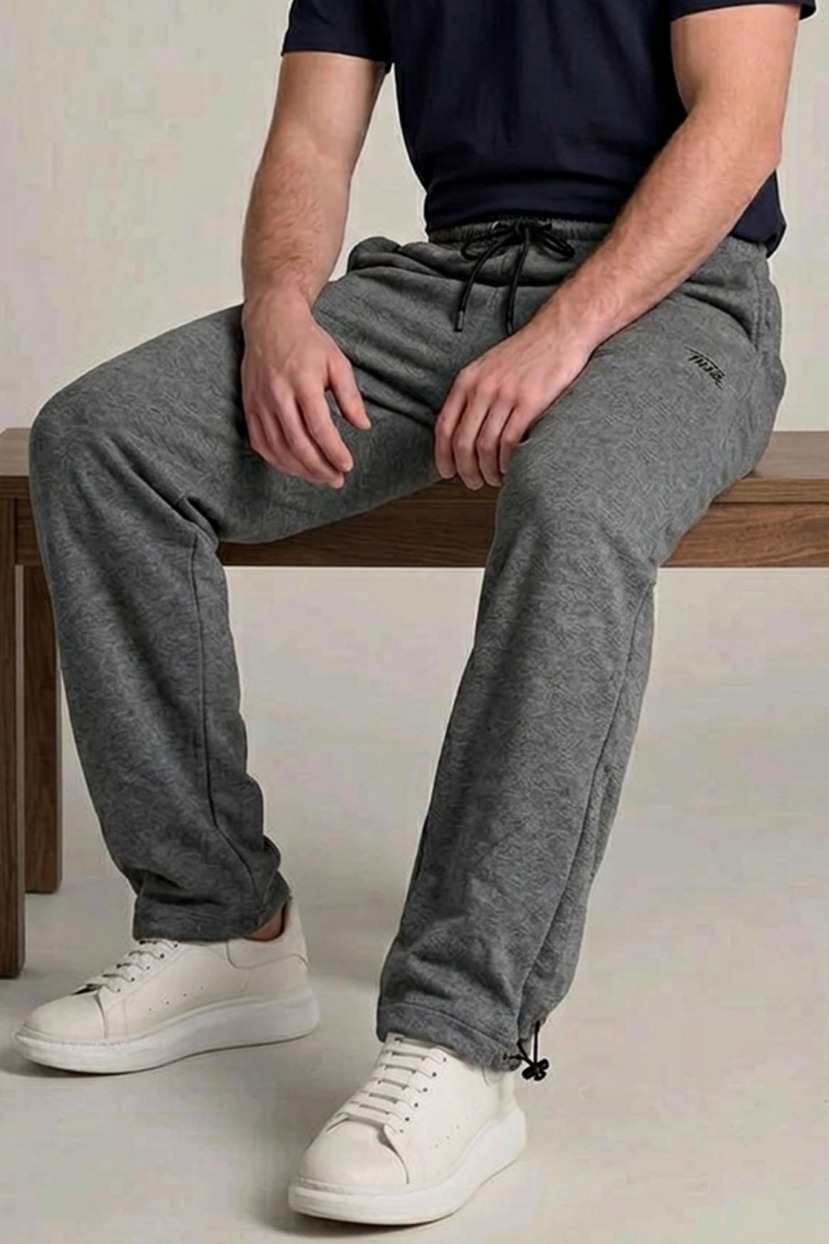 Erkek Trend Baskılı Beli Lastikli Füme Baggy Eşofman Altı