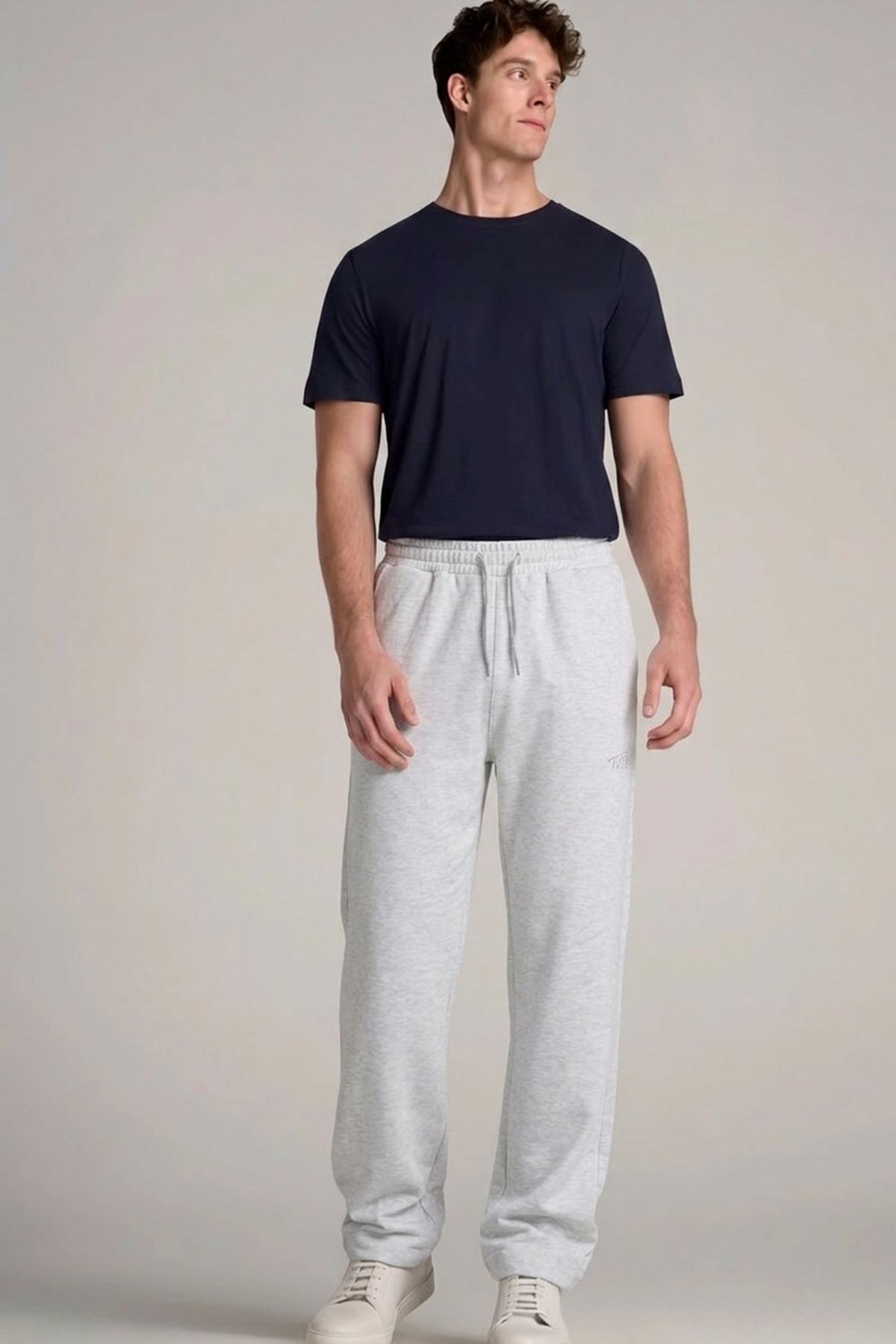 Erkek Trend Baskılı Beli Lastikli A.Gri Baggy Eşofman Altı