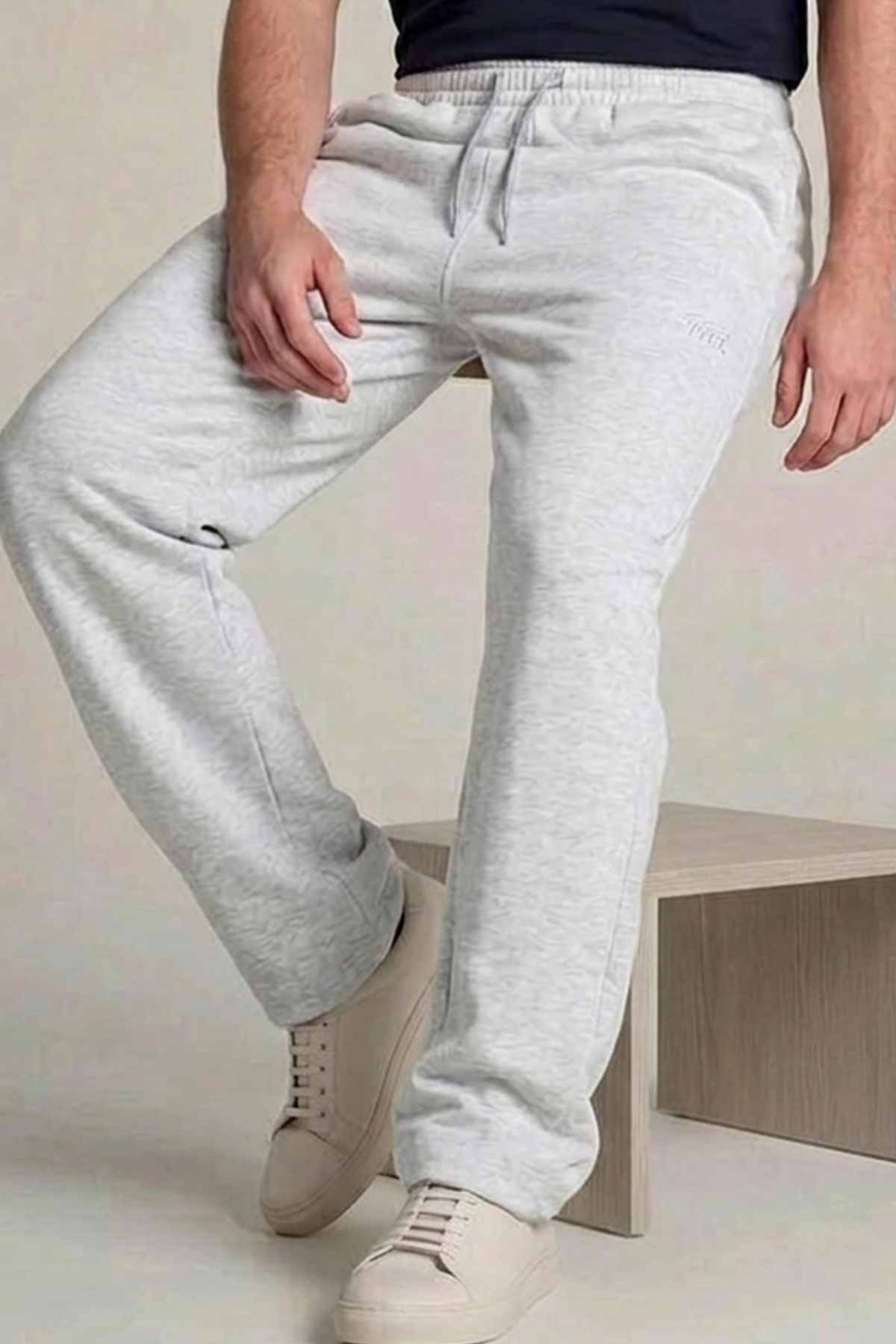 Erkek Trend Baskılı Beli Lastikli A.Gri Baggy Eşofman Altı