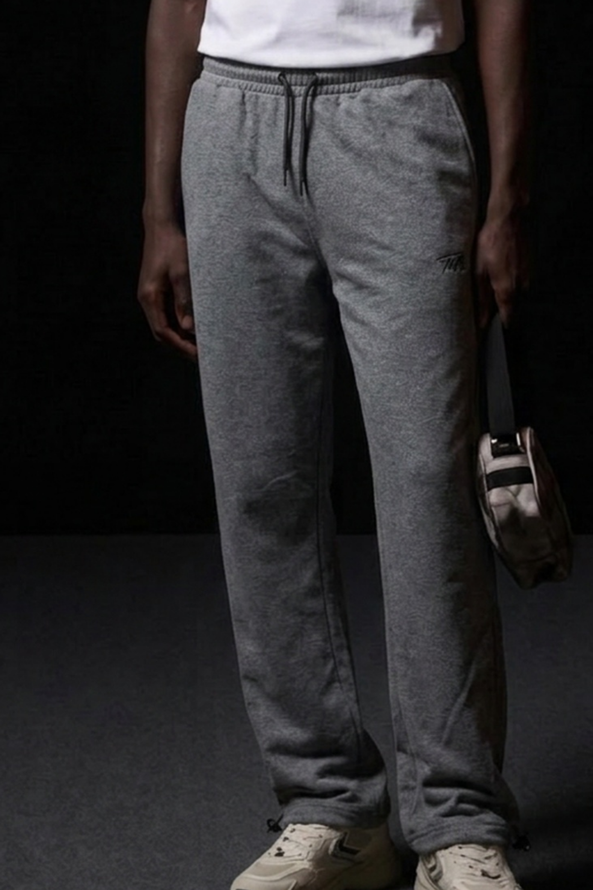 Erkek Premium Baskılı Jogger Füme Bol Eşofman Altı