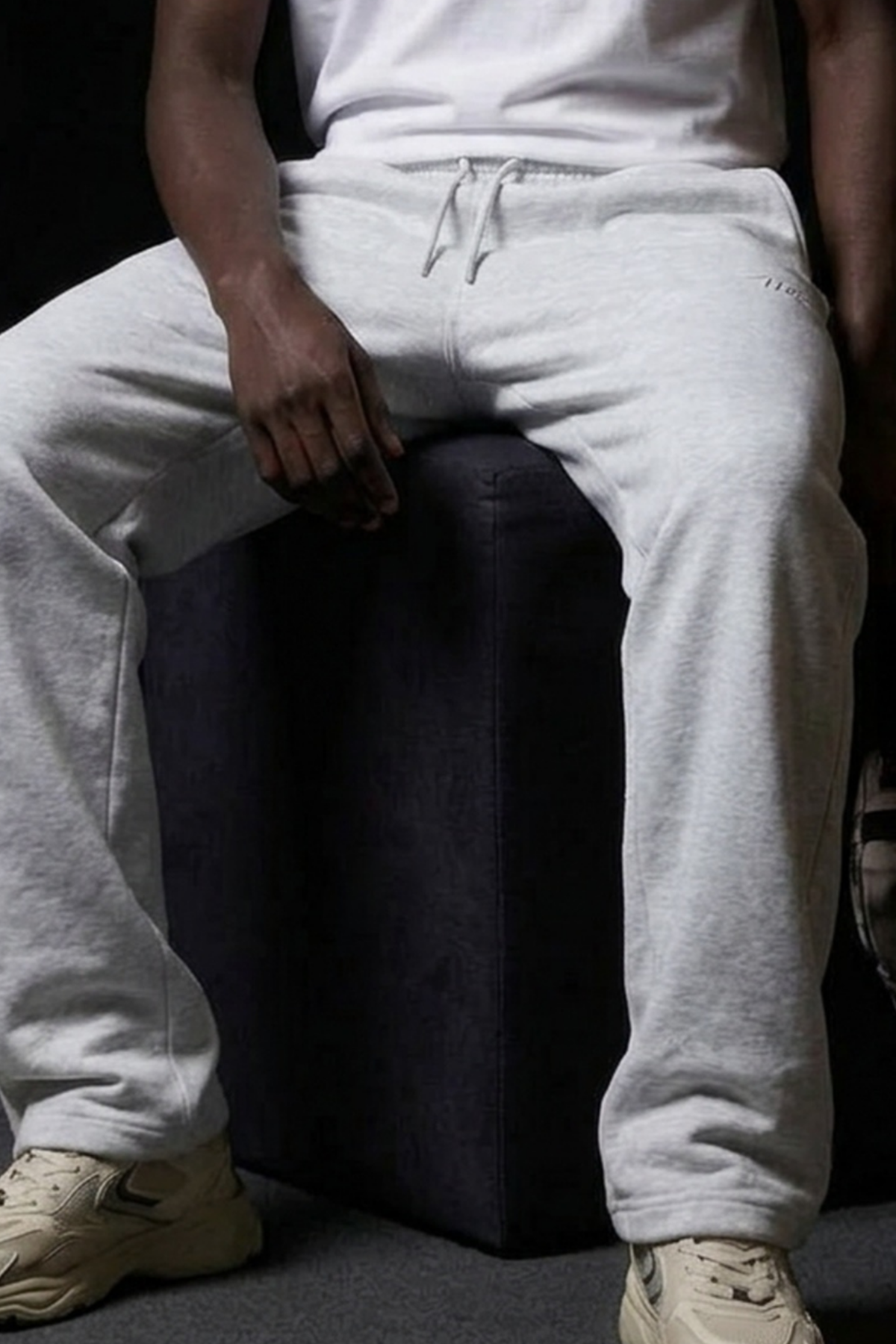 Erkek Premium Baskılı Jogger A.Gri Bol Eşofman Altı