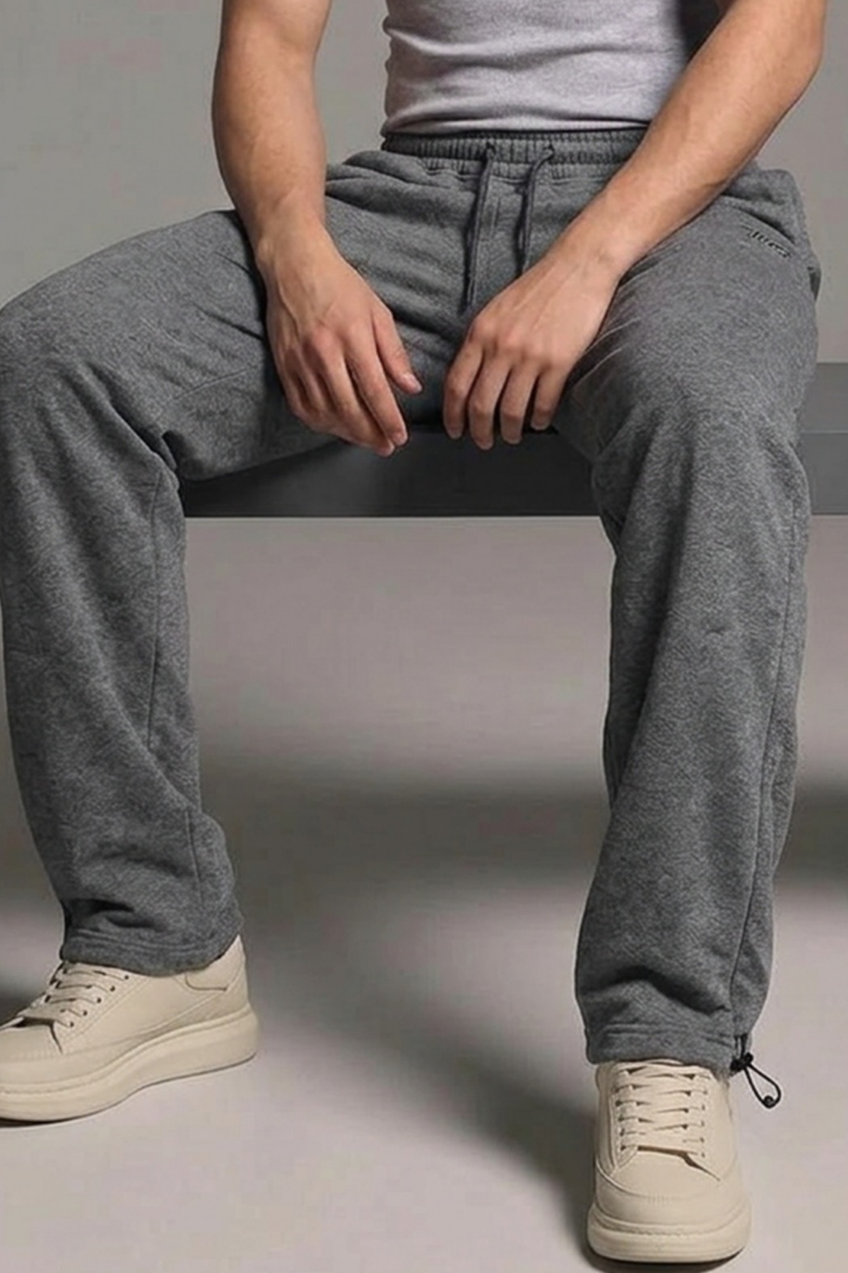 Erkek Baskılı Bol Paça Füme Baggy Eşofman Altı