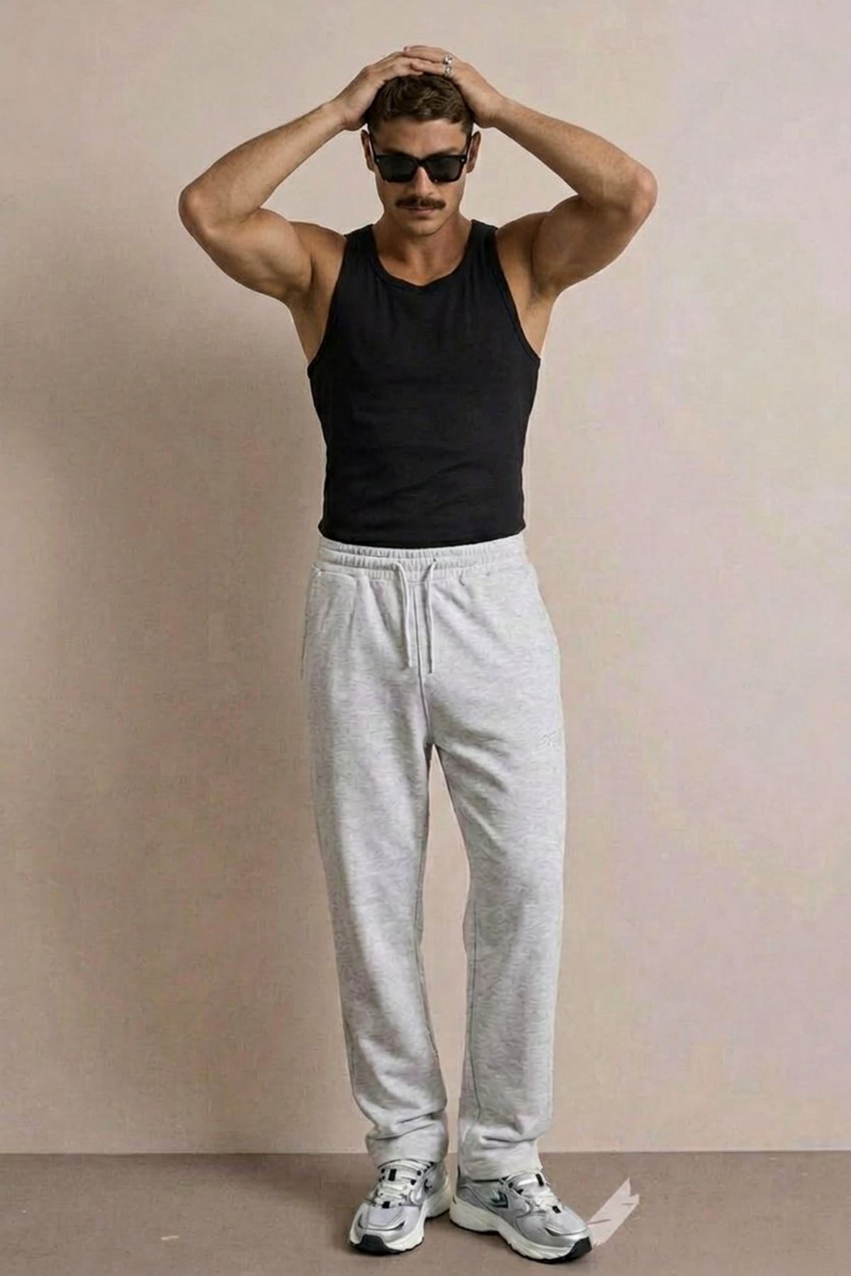 Erkek Günlük Regular Fit Baskılı A.Gri Eşofman Altı