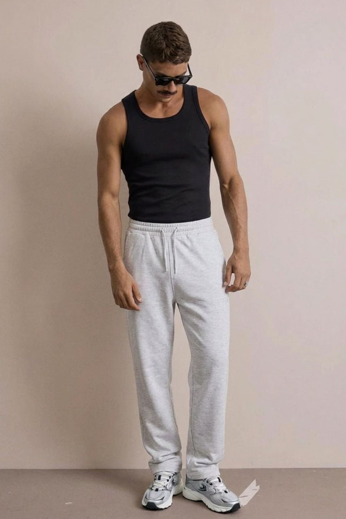 Erkek Günlük Regular Fit Baskılı A.Gri Eşofman Altı
