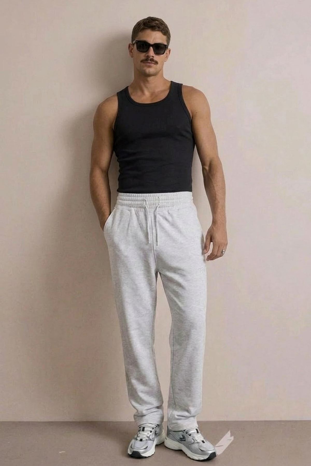Erkek Günlük Regular Fit Baskılı A.Gri Eşofman Altı