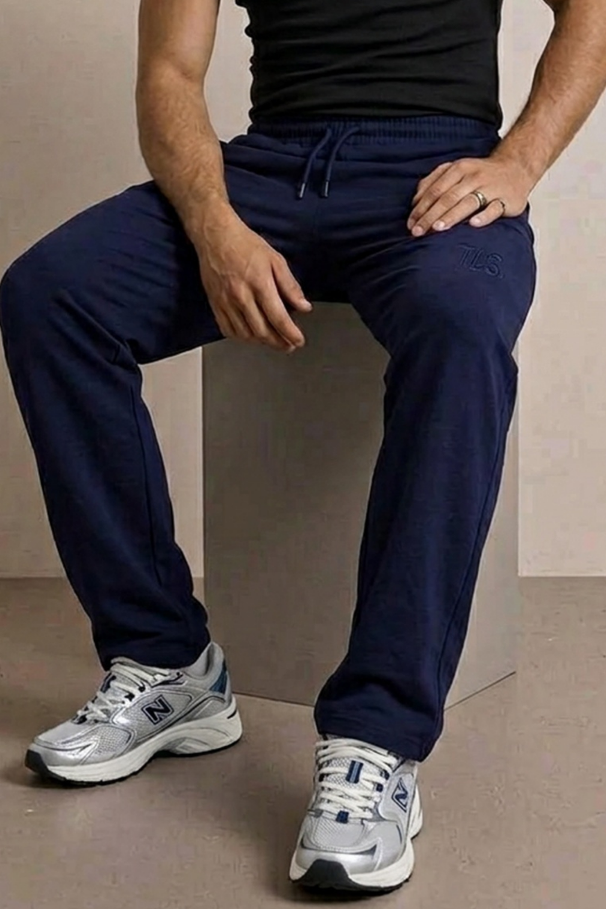 Erkek Günlük Regular Fit Baskılı Lacivert Eşofman Altı