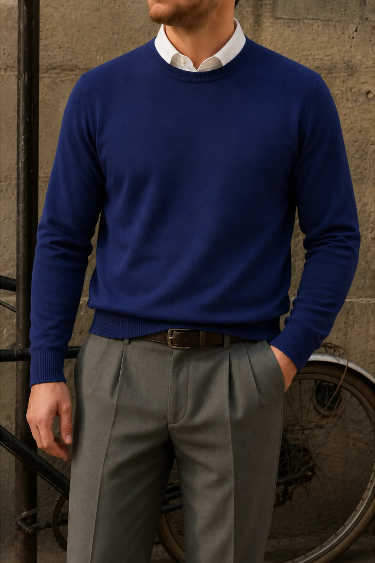 Erkek Bisiklet Yaka Slim Fit K.Lacivert Kazak