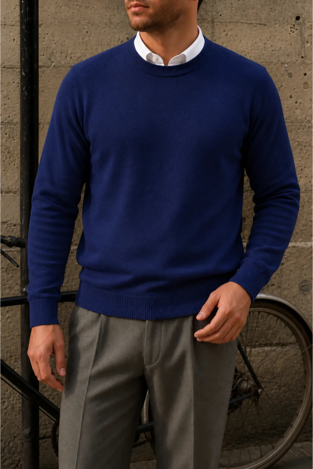 Erkek Bisiklet Yaka Slim Fit K.Lacivert Kazak