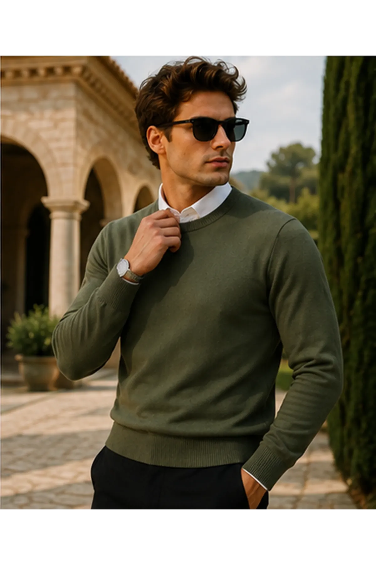 Erkek Premium Comfort Basic K.Yeşil Uzun Kazak
