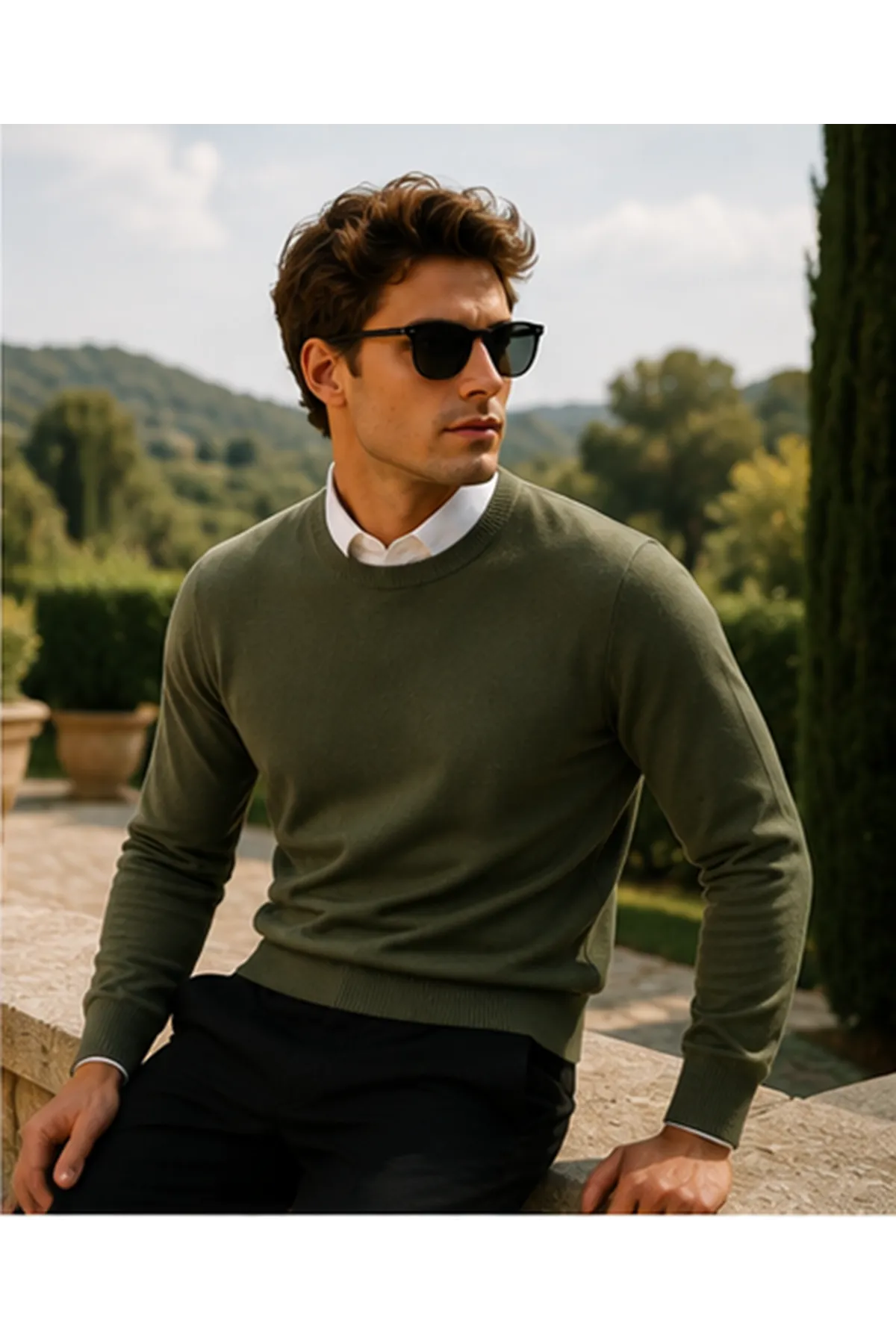Erkek Premium Comfort Basic K.Yeşil Uzun Kazak