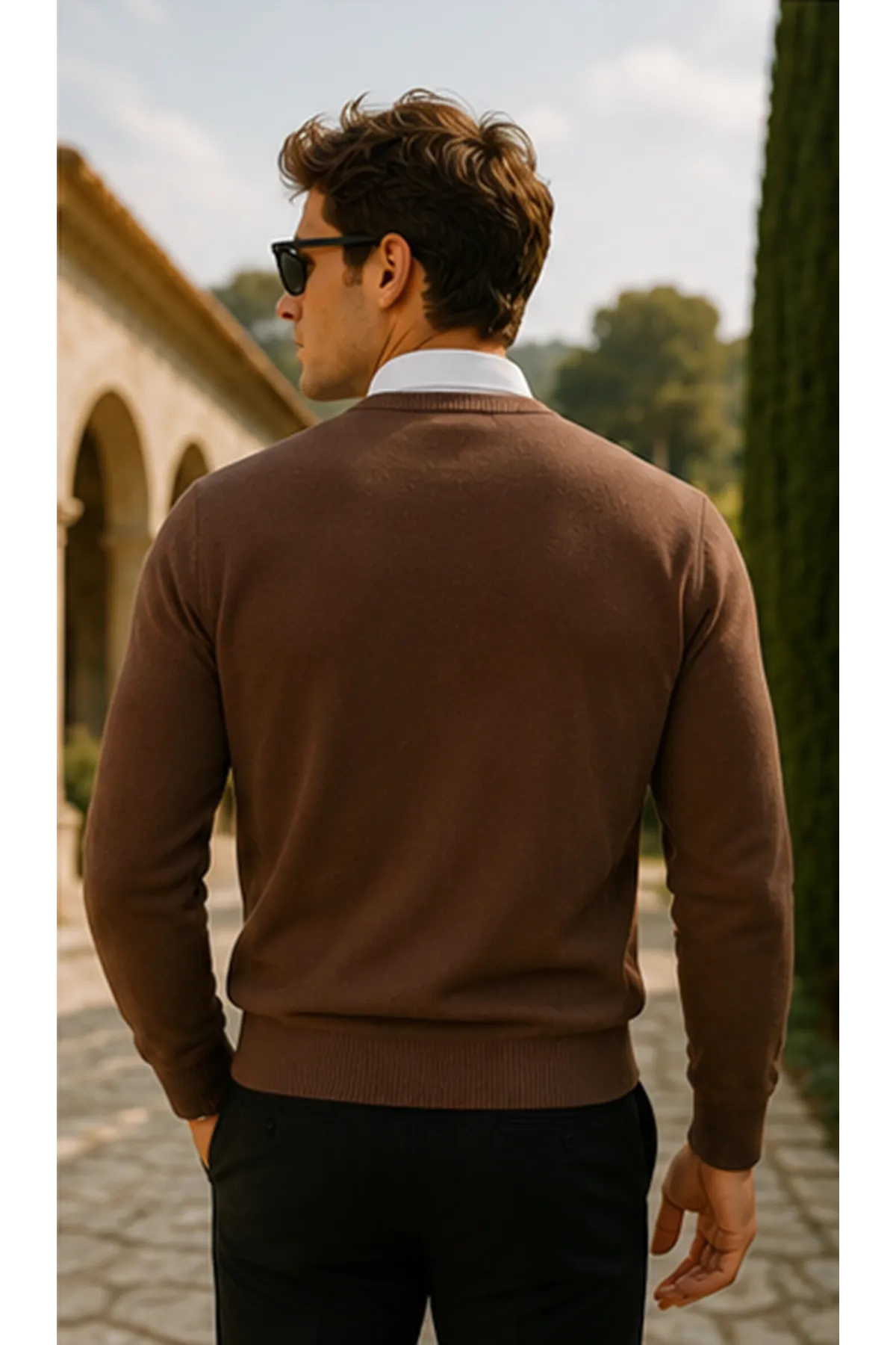 Erkek Premium Comfort Basic Kahve Uzun Kazak