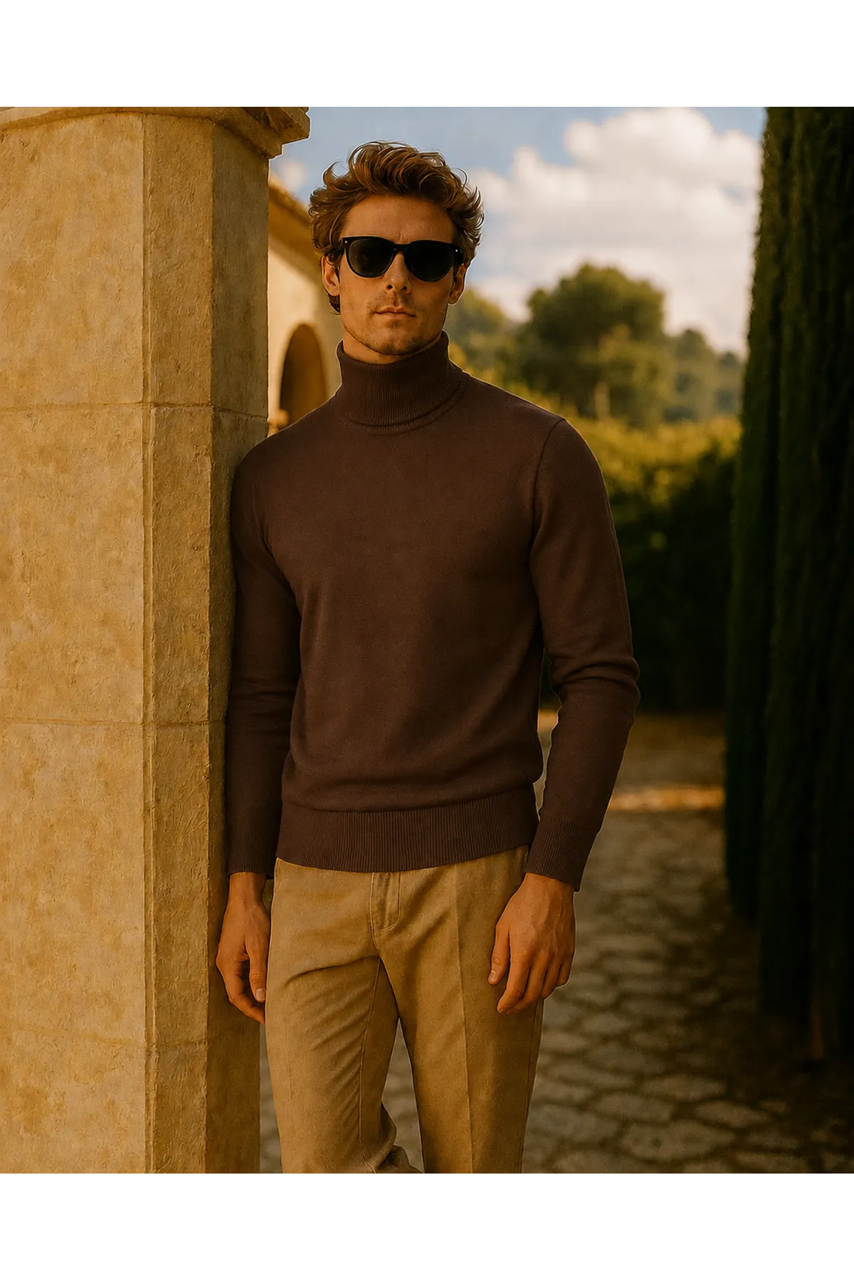 Erkek Kışlık Slim Fit Kahve Kazak