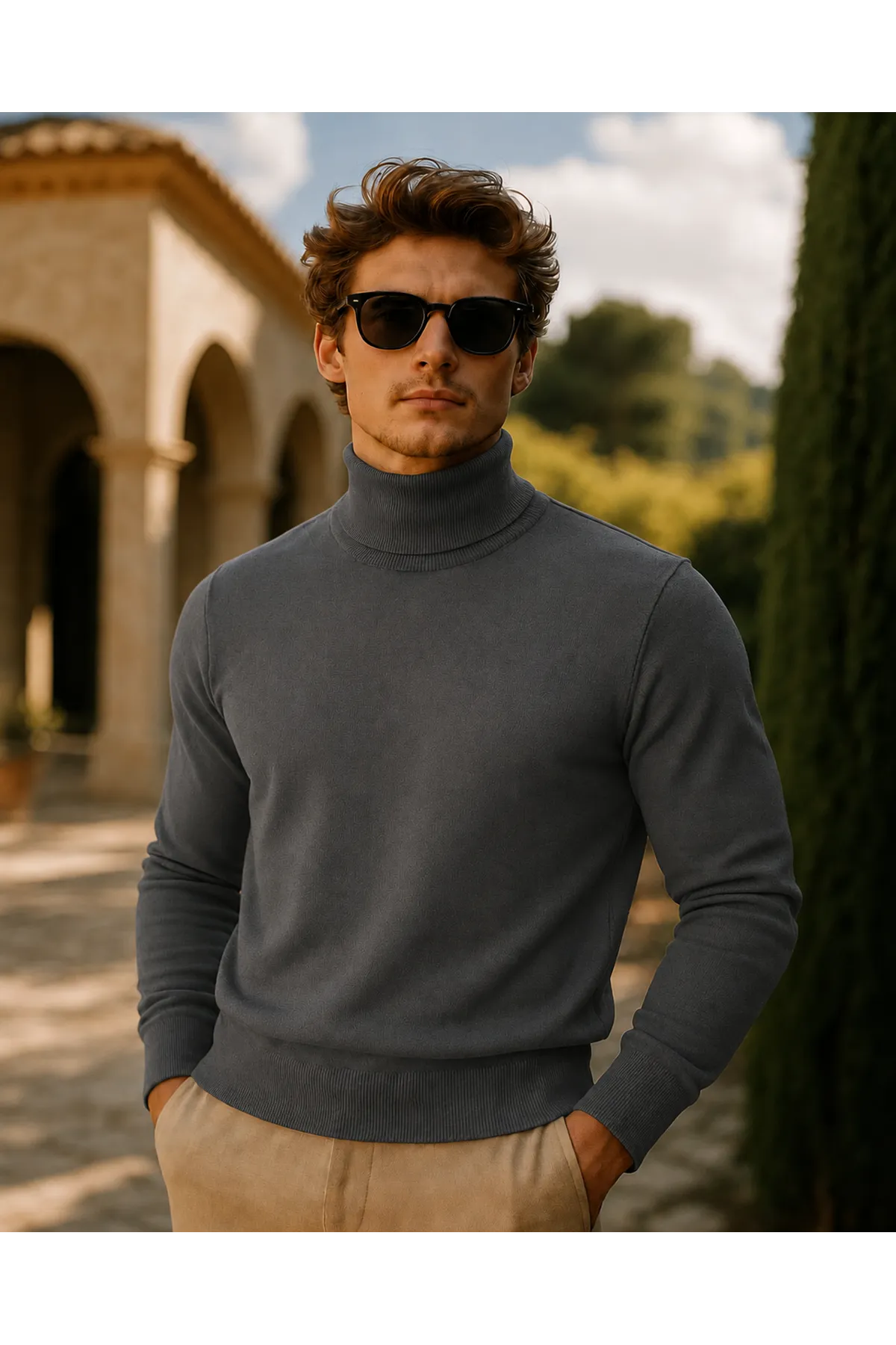 Erkek Kışlık Slim Fit Antrasit Kazak