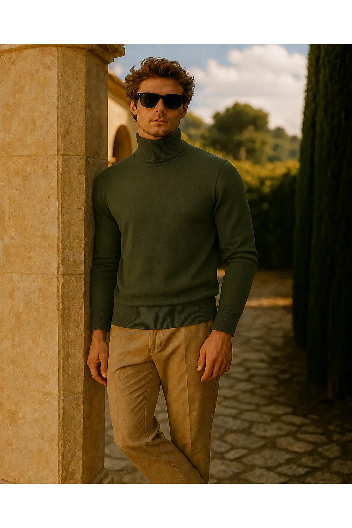 Erkek Kışlık Slim Fit Haki Kazak