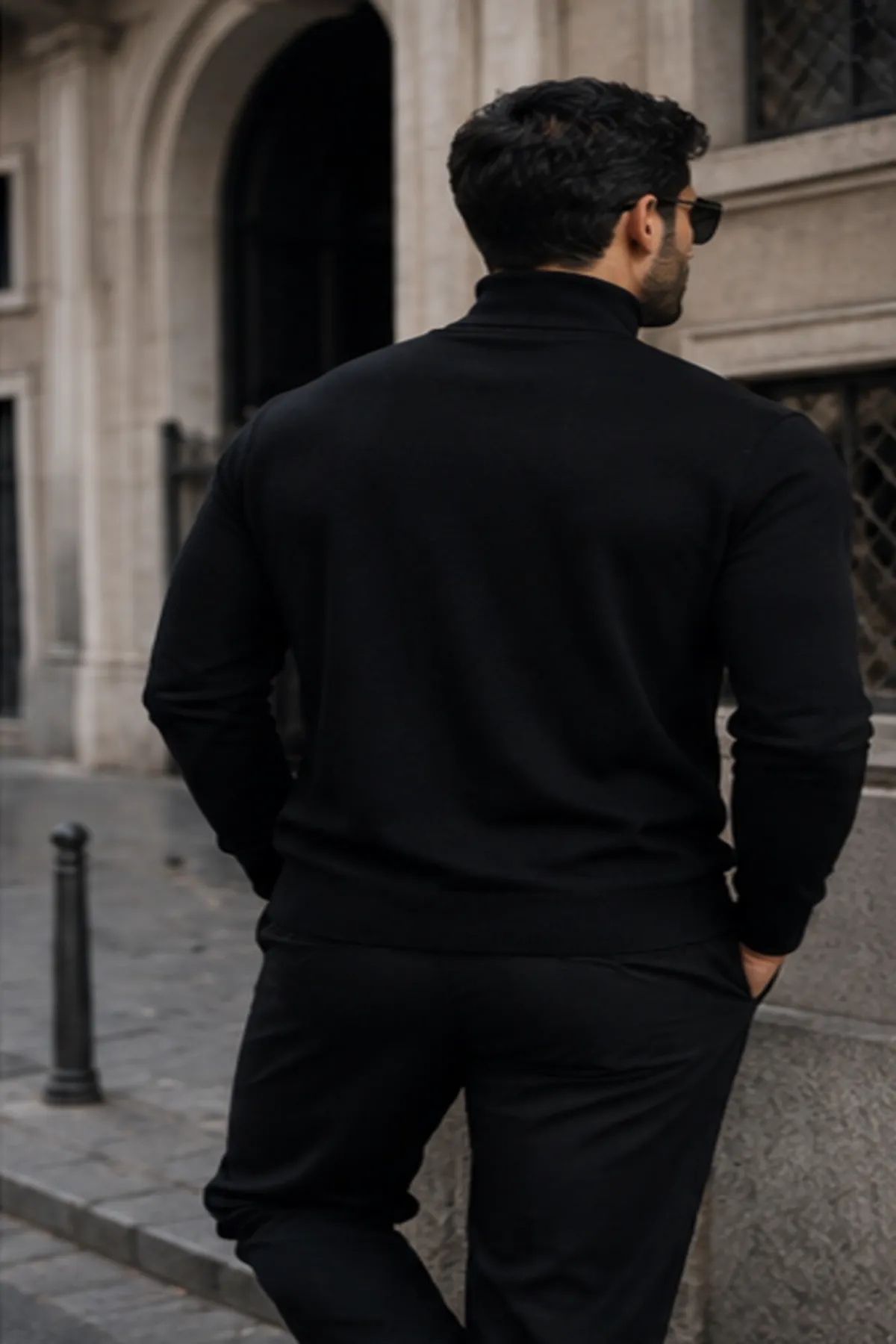 Erkek Kışlık Basic Slim Fit Uzun A.Siyah Kazak