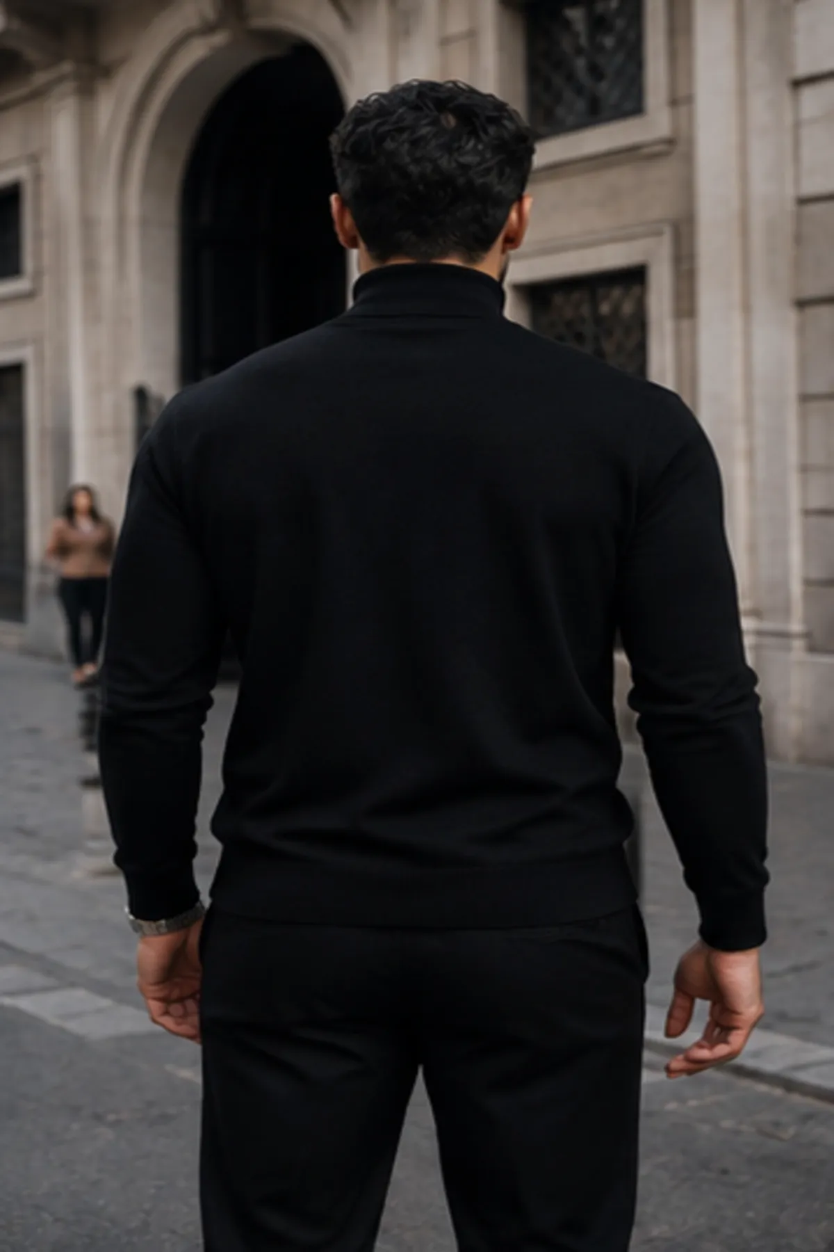 Erkek Kışlık Basic Slim Fit Uzun A.Siyah Kazak