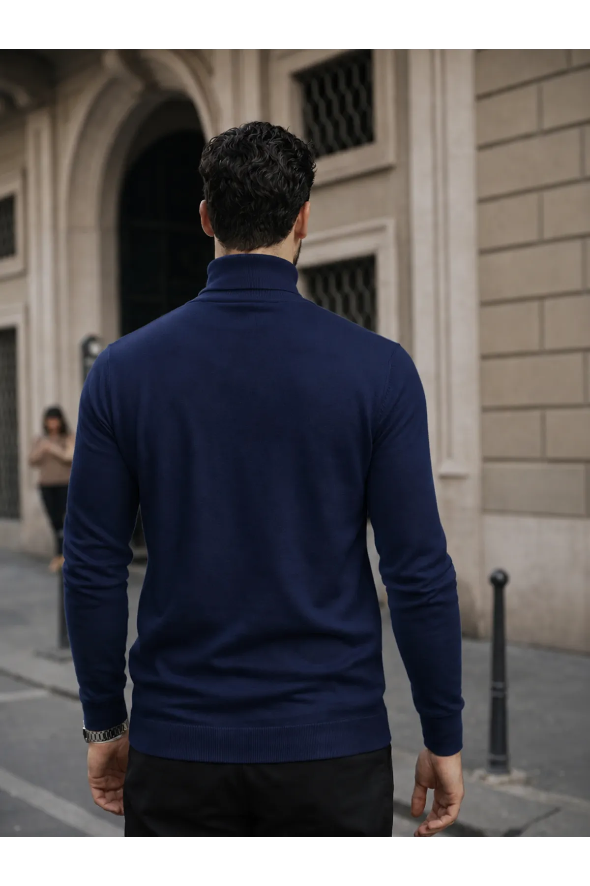 Erkek Kışlık Basic Slim Fit Uzun K.Lacivert Kazak