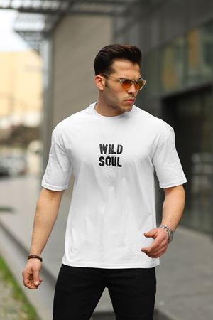 Erkek Wild Soul Baskılı Oversize Tshirt BEYAZ