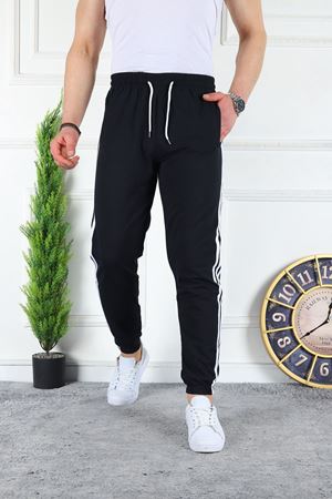 3 Seritli Cepli Unisex Eşofman Altı  SİYAH