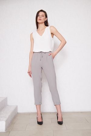 Kadın Aerobin Duble Paça Bel Lastikli Pantolon GRİ