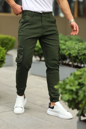 ERKEK BEL KEMERLİ KÖRÜKLÜ JOGGER PAÇA LASTİKLİ PANTOLON HAKİ