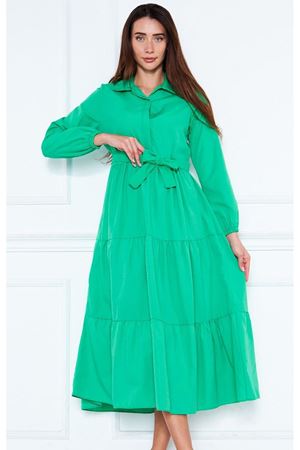 Kadın Katlı Gömlek Yaka Elbise YEŞİL