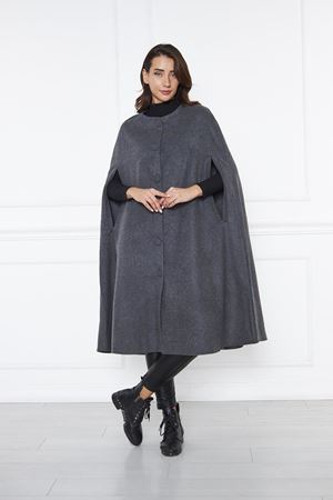 KADIN KAŞE PELERİN PANÇO FÜME