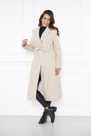 KADIN KAŞE KABAN ASTARLI KUŞAKLI KREM