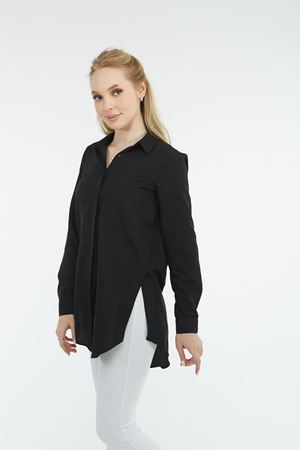 Kadın Slim Poplin Basic Gömlek SİYAH