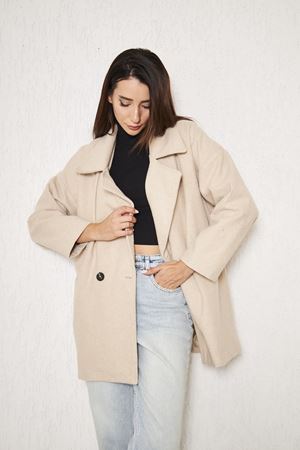 Kadın Kısa Kaşe Kaban TAŞ