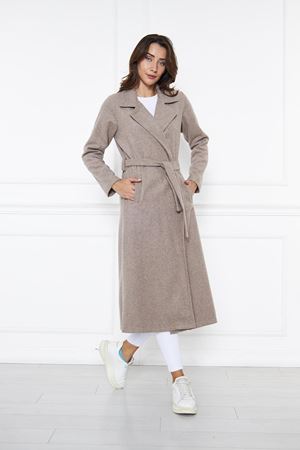 KADIN KAŞE ASTARSIZ KUŞAKLI KABAN VİZON