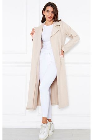 KADIN KAŞE ASTARSIZ KUŞAKLI KABAN KREM