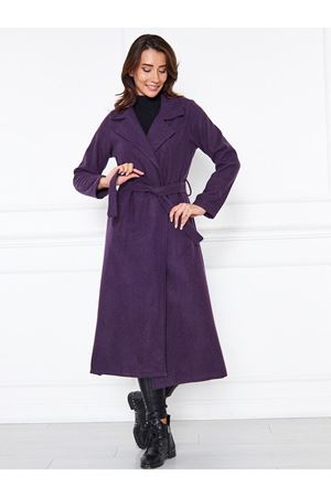 KADIN KAŞE ASTARSIZ KUŞAKLI KABAN MOR