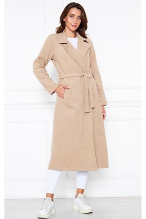 KADIN KAŞE ASTARSIZ KUŞAKLI KABAN BEJ