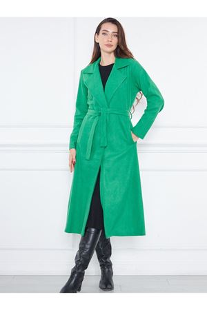 KADIN KAŞE ASTARSIZ KUŞAKLI KABAN YEŞİL