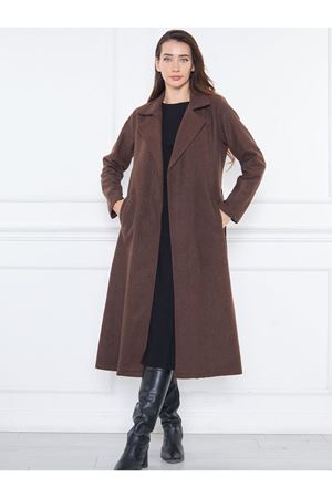 KADIN KAŞE ASTARSIZ KUŞAKLI KABAN KAHVE