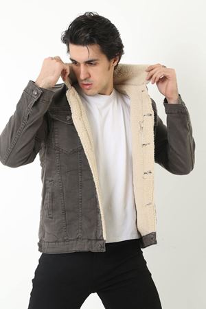 ERKEK İÇİ KÜRKLÜ KOT CEKET ANTRASİT