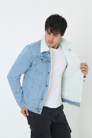 ERKEK İÇİ KÜRKLÜ KOT CEKET MAVİ