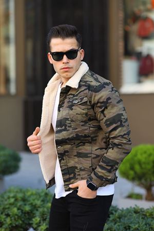 ERKEK İÇİ KÜRKLÜ KOT CEKET YEŞİL TİNT