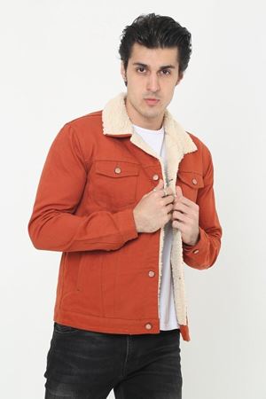 ERKEK İÇİ KÜRKLÜ KOT CEKET KİREMİT