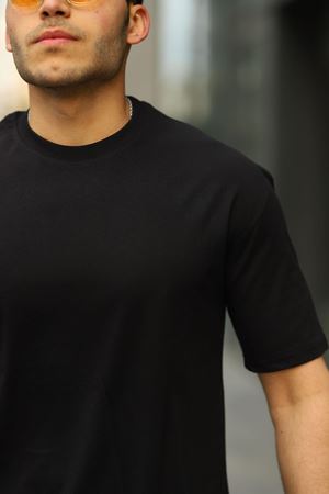 Erkek Oversize Baskısız Tişört SİYAH